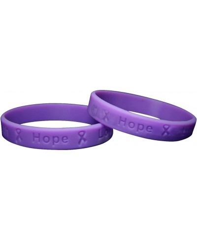 Purple Ribbon Pack Silicone Bracelets/Wristbands for Alzheimer's Domestic Violence Epilepsy Pancreatic Cancer Lupus Crohn's D...