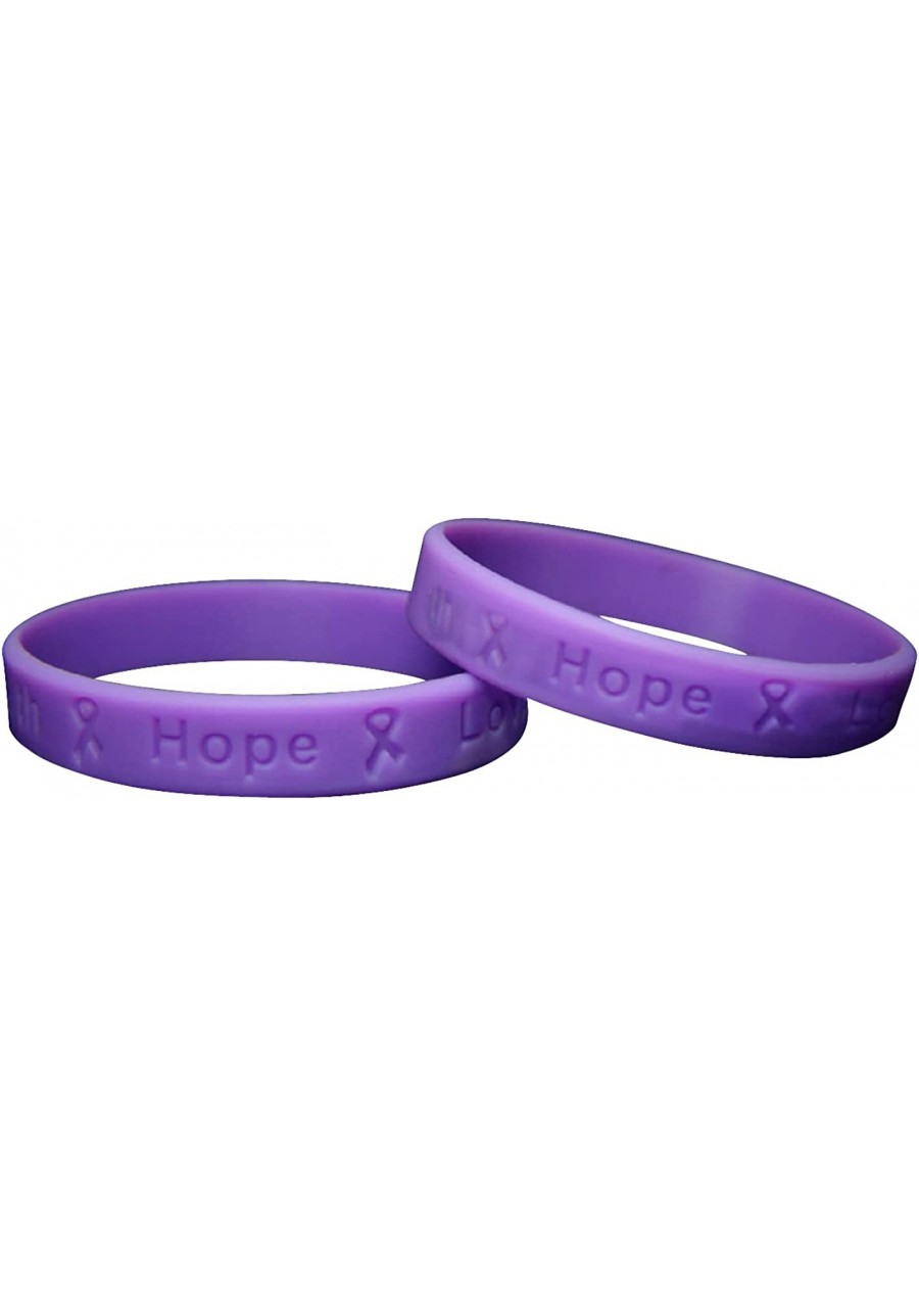 Purple Ribbon Pack Silicone Bracelets/Wristbands for Alzheimer's Domestic Violence Epilepsy Pancreatic Cancer Lupus Crohn's D...