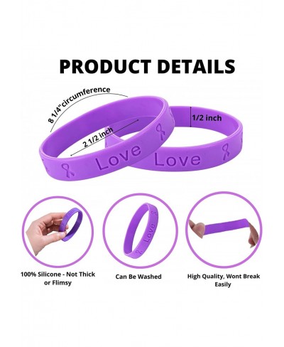 Purple Ribbon Pack Silicone Bracelets/Wristbands for Alzheimer's Domestic Violence Epilepsy Pancreatic Cancer Lupus Crohn's D...