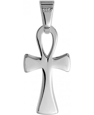 1 1/8 inch Sterling Silver Small Ankh Necklace for Men and Women Stylized Solid Back Flawless High Polished Finish 0.8mm Box_...