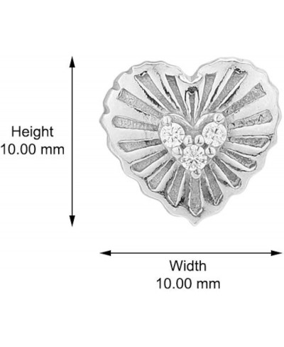 Sterling Silver Jewelry Heart Shape Patterned Stud Earrings with Cubic Zirconia Stones and Rhodium Plated for Women and Girls...