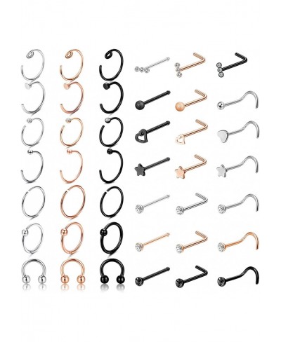 18G 316L Stainless Steel C-Shaped Horseshoe Nose Rings Hoop for Women L-Shaped Nose Studs Screw Nose Piercing Sets 42Pcs $14....