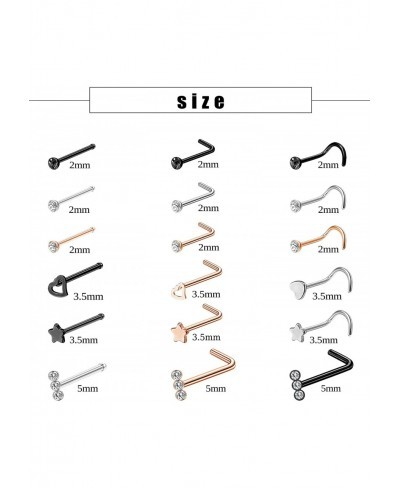 18G 316L Stainless Steel C-Shaped Horseshoe Nose Rings Hoop for Women L-Shaped Nose Studs Screw Nose Piercing Sets 42Pcs $14....