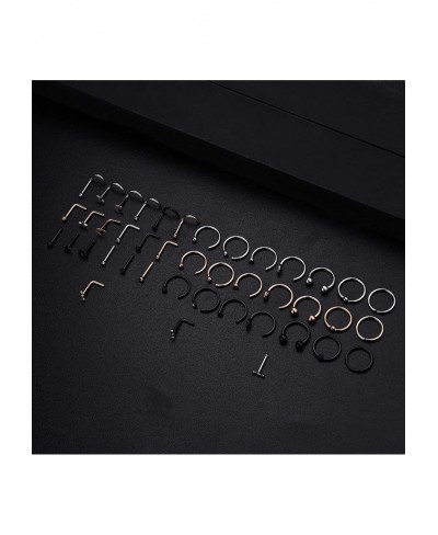 18G 316L Stainless Steel C-Shaped Horseshoe Nose Rings Hoop for Women L-Shaped Nose Studs Screw Nose Piercing Sets 42Pcs $14....