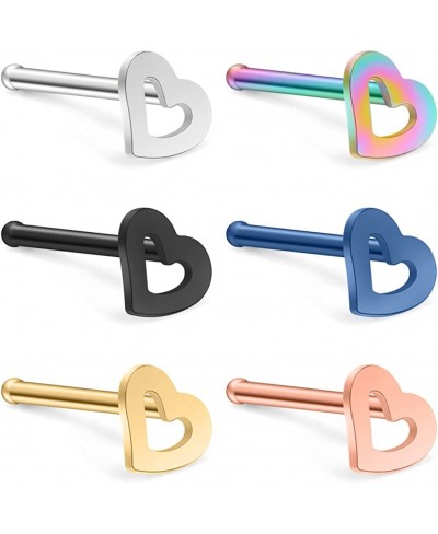 20G 18G Surgical Steel Heart Nose Stud Rings Bone Pin Piercing Jewelry 3-6PCS $9.48 Piercing Jewelry