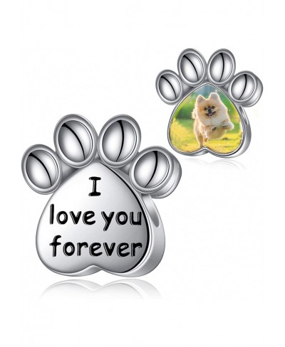 s925 Sterling Silver Personalized Photo Charm Paw Print/Dog/Cat Charm Customized Picture Bead Charm $25.01 Lockets