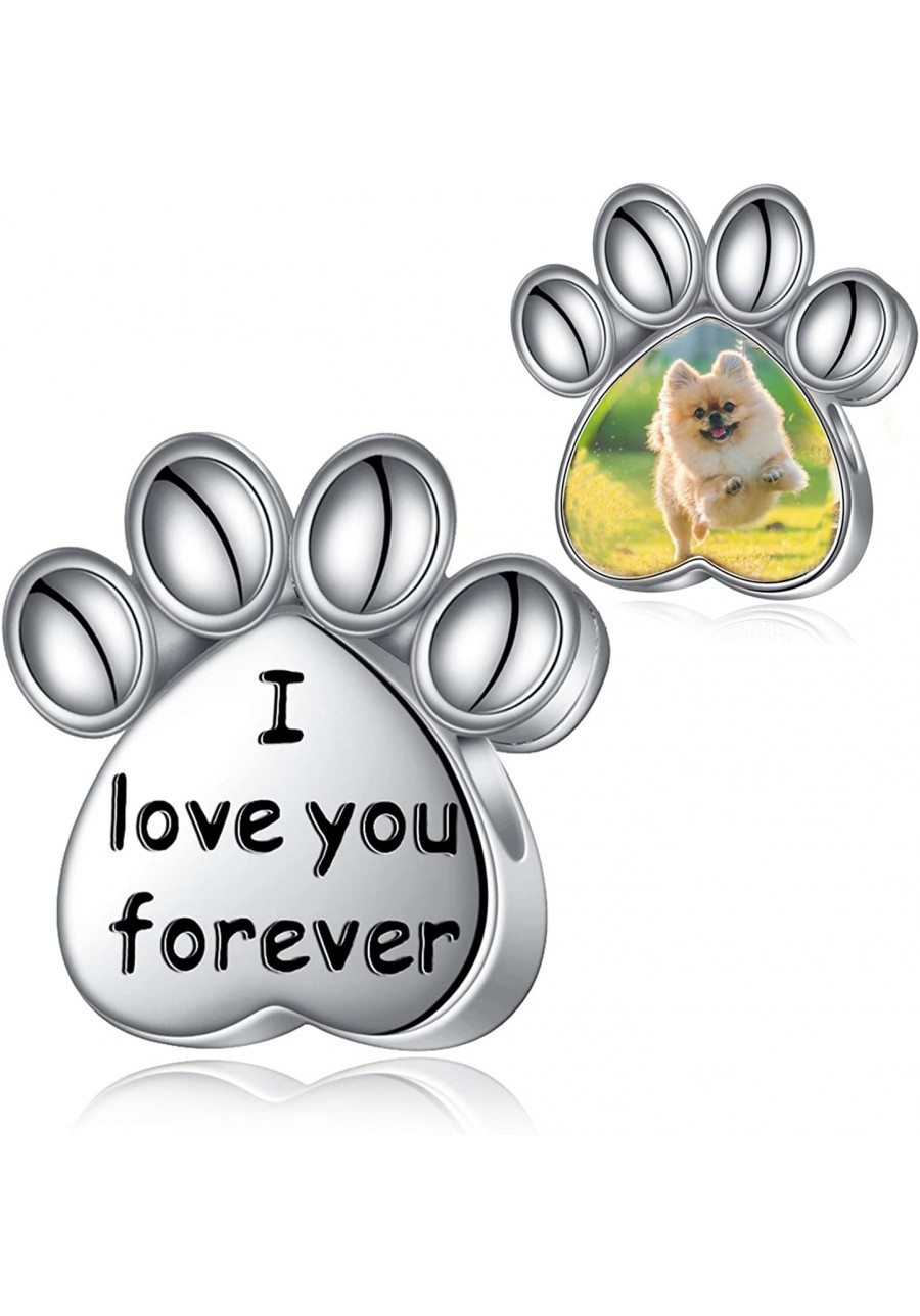 s925 Sterling Silver Personalized Photo Charm Paw Print/Dog/Cat Charm Customized Picture Bead Charm $25.01 Lockets