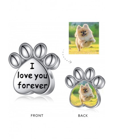 s925 Sterling Silver Personalized Photo Charm Paw Print/Dog/Cat Charm Customized Picture Bead Charm $25.01 Lockets