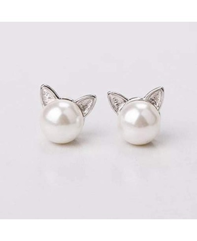 6 Combo Lovely Heart Stud Earrings Cute Pearl Cat Earrings with Ring Jewelry Gift Set for Women & Girls Blue Pink & Red $17.8...