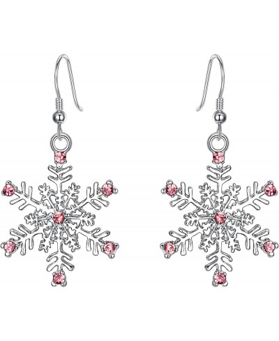 Snowflake Earring for Woman Austrian Crystal Winter Party Flower Snowflake Pierced Hook Dangle Earrings Jewelry for Christmas...