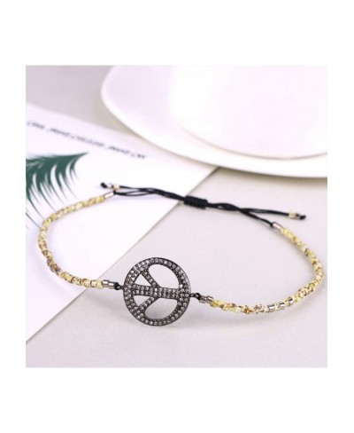 Womens Peace Icon Friendship Bracelets Handmade Miyuki Beads Strand Bracelets New Beach Sand Bracelet Bangle $11.83 Strand