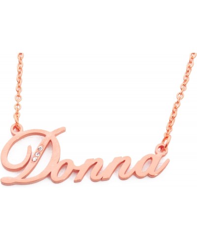 Italic Donna Name Necklace Rose Gold Plated Personalized Dainty Necklace - Jewelry Gift Women Girlfriend Mother Sister Friend...