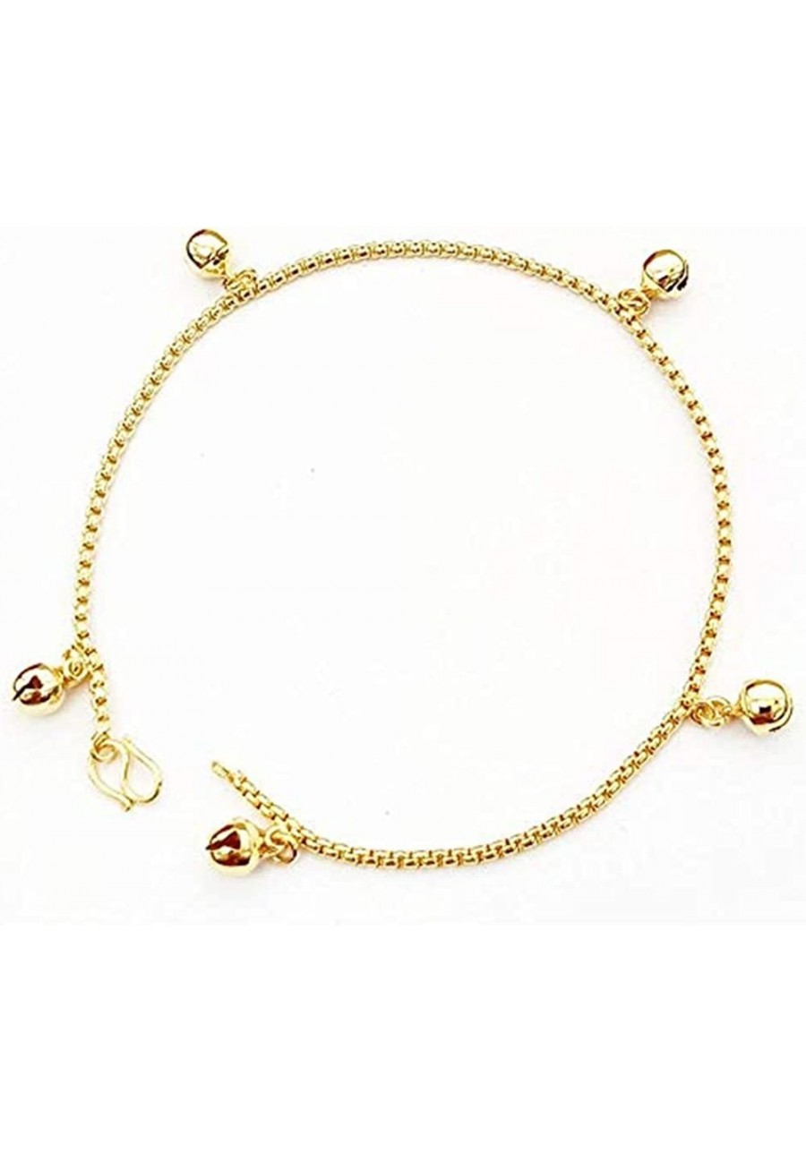 2Pieces Gold Plated Bracelet Anklet Box Chain Bead Bell Women Girls Babies $11.84 Link