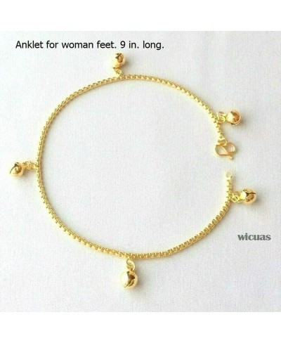 2Pieces Gold Plated Bracelet Anklet Box Chain Bead Bell Women Girls Babies $11.84 Link