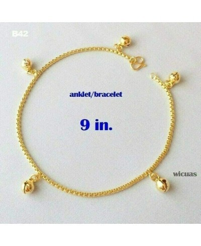 2Pieces Gold Plated Bracelet Anklet Box Chain Bead Bell Women Girls Babies $11.84 Link