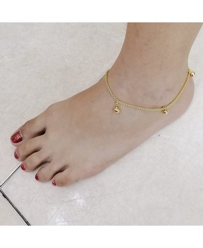 2Pieces Gold Plated Bracelet Anklet Box Chain Bead Bell Women Girls Babies $11.84 Link