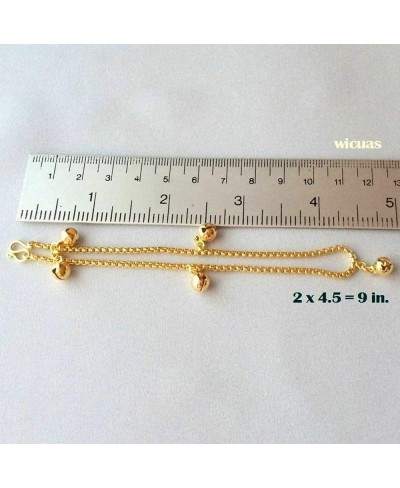 2Pieces Gold Plated Bracelet Anklet Box Chain Bead Bell Women Girls Babies $11.84 Link