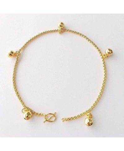 2Pieces Gold Plated Bracelet Anklet Box Chain Bead Bell Women Girls Babies $11.84 Link