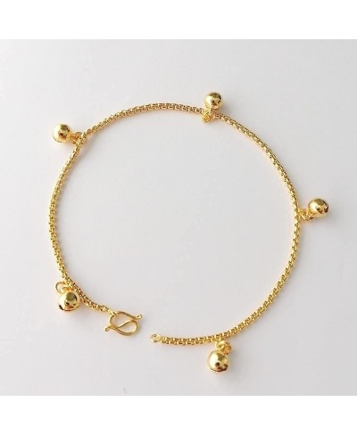 2Pieces Gold Plated Bracelet Anklet Box Chain Bead Bell Women Girls Babies $11.84 Link