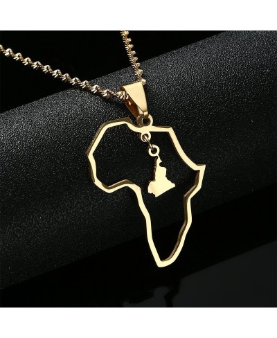 Africa Map Necklace Cameroon Map Pendant Necklaces Gold Color Jewelry Map Cameroun Cameroonians Gift $10.74 Pendant Necklaces