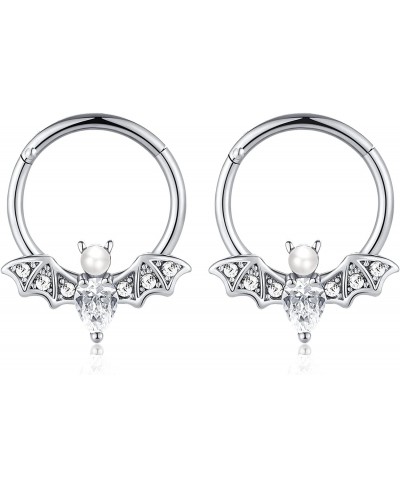 16G Septum Ring for Women Men 316L Surgical Stainless Steel Nipple Rings Cute Bat Halloween Nose Ring Seamless Hinged Segment...