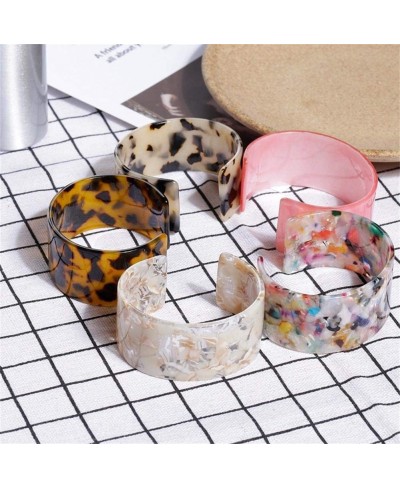 Tortoise Wide Cuff Bangles Acrylic Resin Open Bangle Bracelets Adjustable Colorful Acetate Decoration Floral Leopard Print St...