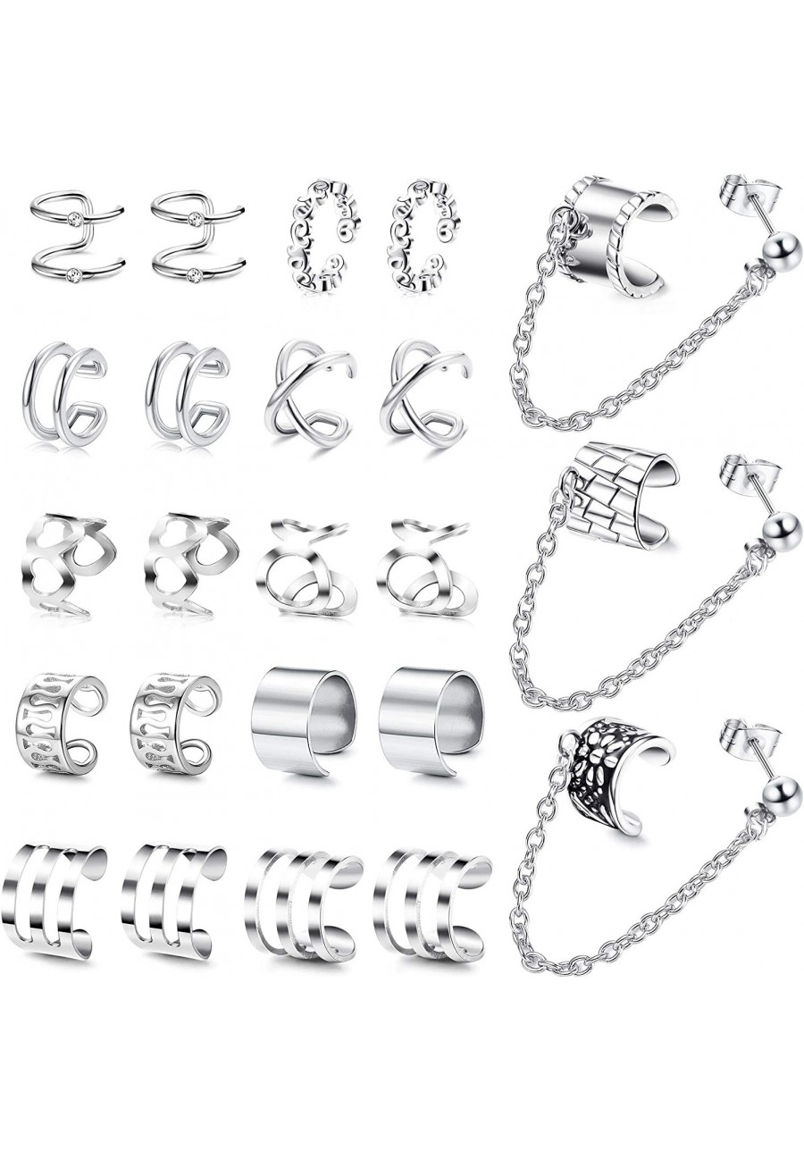 23Pcs Stainless Steel Ear Cuff Fake Lip Helix Cartilage Clip On Wrap Earrings Fake Nose Ring Non-Piercing Adjustable $9.78 Fa...