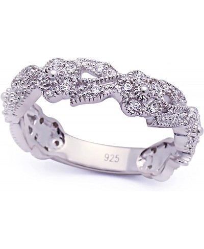 Sterling Silver Rhodium Plated Wedding & Engagement CZ Vintage Style Ring Band 5.5mm (Size 5 to 9) $41.84 Engagement Rings