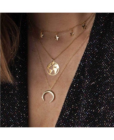 Boho Layered Necklaces Gold Moon Pendant Necklace Star Choker Necklace Dainty Necklaces Jewelry for Women and Girls $11.60 Ch...