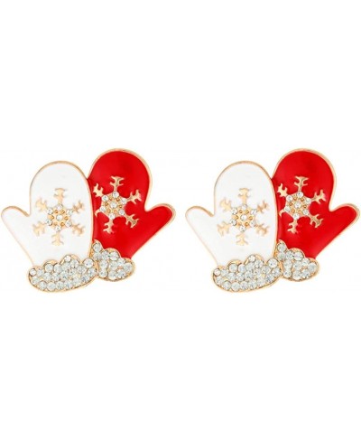2Pcs Christmas Brooches Crystal Rhinestones Brooch Pins Gloves Shaped Snowflake Cartoon Breastpins Jewelry Accessory Xmas Gif...