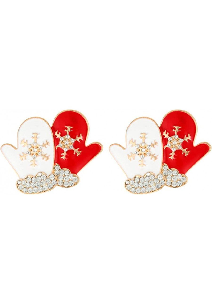 2Pcs Christmas Brooches Crystal Rhinestones Brooch Pins Gloves Shaped Snowflake Cartoon Breastpins Jewelry Accessory Xmas Gif...