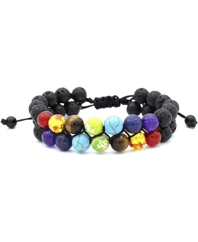 Lava Rock 7 Chakra Tiger Eye Beads Bracelet Adjustable Natural Stone Oil Diffuser Bracelets Gift $11.54 Stretch