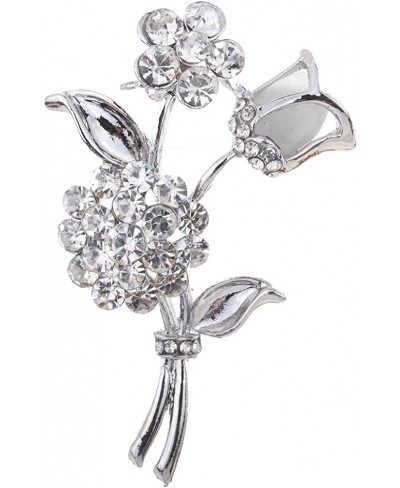 Silver Plated Rose Flower Shape Carved Full Shining Brooches and Pins Bridal $7.95 Brooches & Pins