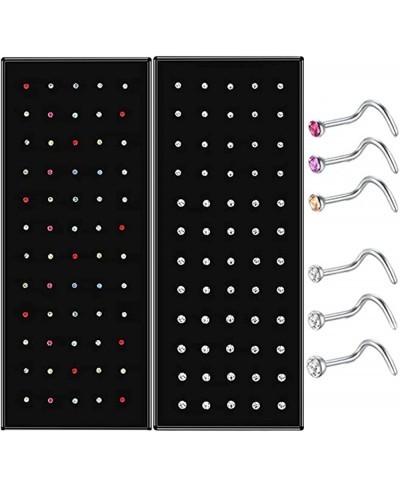 120pcs 22G Nose Rings Screw Shaped Stainless Steel Nose Studs Rings Piercing Pin Body Jewelry 1.5mm 2mm 2.5mm a Set White and...