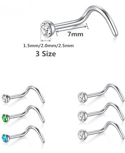 120pcs 22G Nose Rings Screw Shaped Stainless Steel Nose Studs Rings Piercing Pin Body Jewelry 1.5mm 2mm 2.5mm a Set White and...