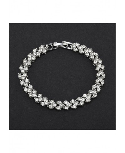 Roman Style Crystal Diamond Bracelets Double Chain Party Wedding Accessories Jewelry for Ladies Girls - Women's Crystal Rhine...