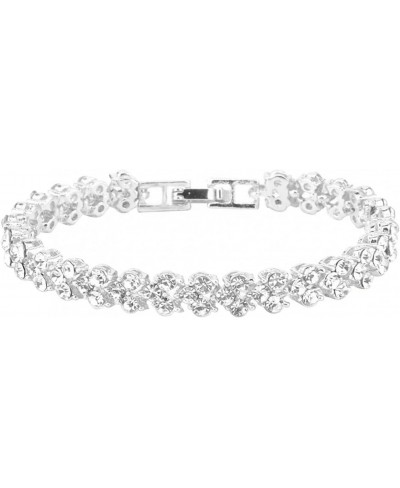 Roman Style Crystal Diamond Bracelets Double Chain Party Wedding Accessories Jewelry for Ladies Girls - Women's Crystal Rhine...