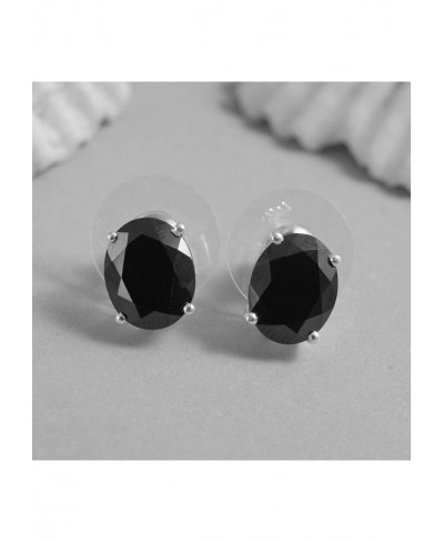 Black Spinel Stud Earrings for Women 925 Sterling Silver Platinum Plated Push Back Gifts Ct 1.8 $20.15 Stud