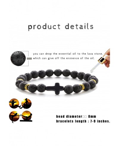 12 Pcs 8MM Beads Bracelet for Men Women Lava Rock Tiger Eye Stone Howlite Stone Stretch Elastic Bracelet Set $19.37 Stretch