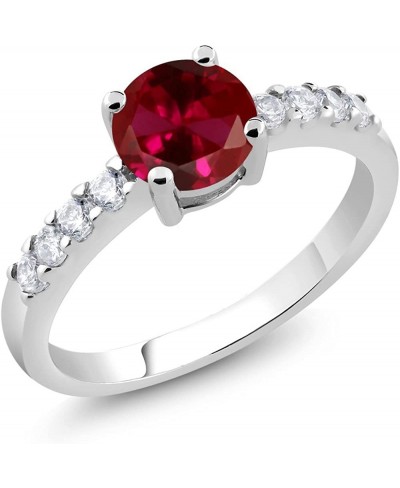 Red Created Ruby Women's Engagement Ring (1.79 Ct Round Available in size 5 6 7 8 9) $9.88 Engagement Rings