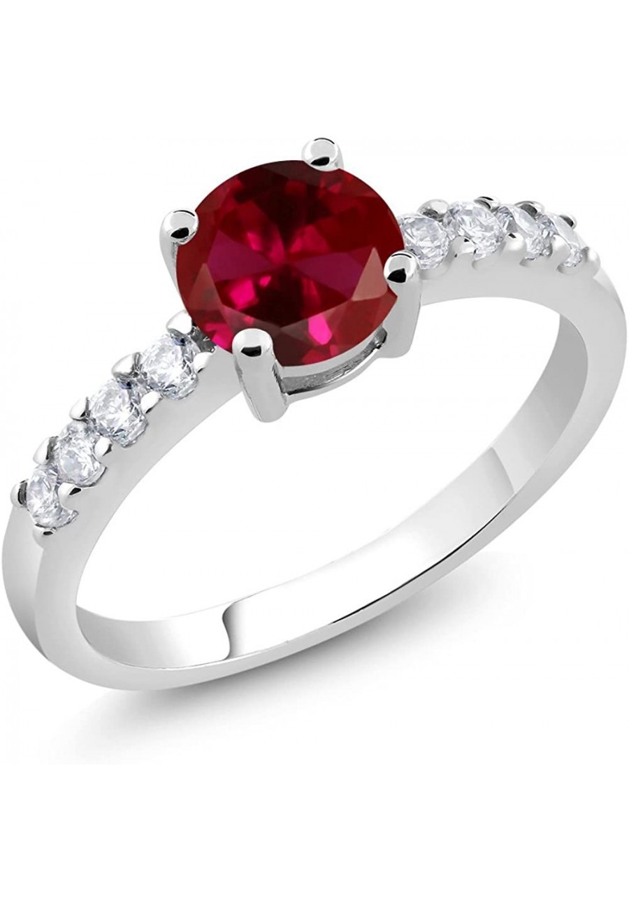 Red Created Ruby Women's Engagement Ring (1.79 Ct Round Available in size 5 6 7 8 9) $9.88 Engagement Rings