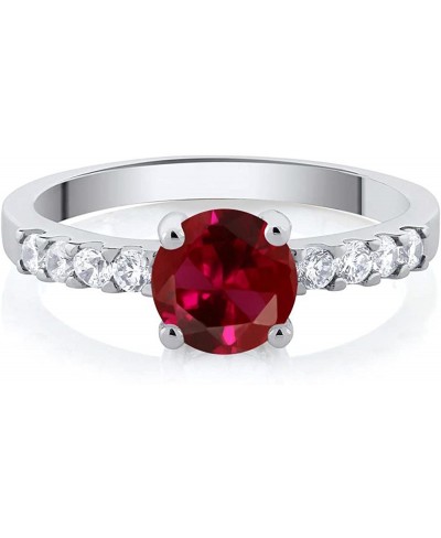 Red Created Ruby Women's Engagement Ring (1.79 Ct Round Available in size 5 6 7 8 9) $9.88 Engagement Rings