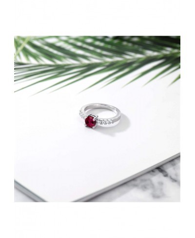 Red Created Ruby Women's Engagement Ring (1.79 Ct Round Available in size 5 6 7 8 9) $9.88 Engagement Rings