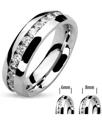 Hers & His Stainless Steel 3 Piece Cz Wedding Ring Set and Eternity Wedding Band $33.71 Bridal Sets