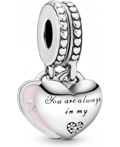 Mother and Daughter Hearts Dangle Cubic Zirconia Charm in Sterling Silver $33.50 Charms & Charm Bracelets