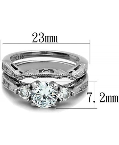 Hers & His Stainless Steel 3 Piece Cz Wedding Ring Set and Eternity Wedding Band $33.71 Bridal Sets