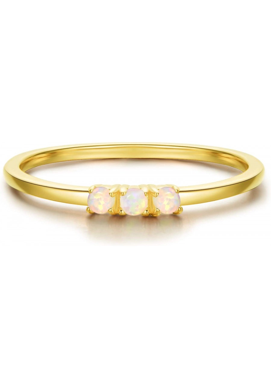 Gold Plated Silver Triple Opal Ring Minimalist Stacking Ring October Birthstone Ring $16.10 Stacking