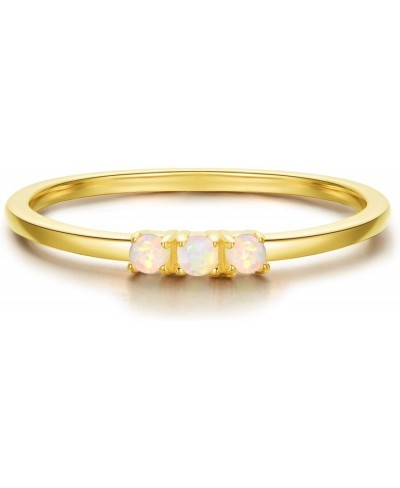 Gold Plated Silver Triple Opal Ring Minimalist Stacking Ring October Birthstone Ring $16.10 Stacking