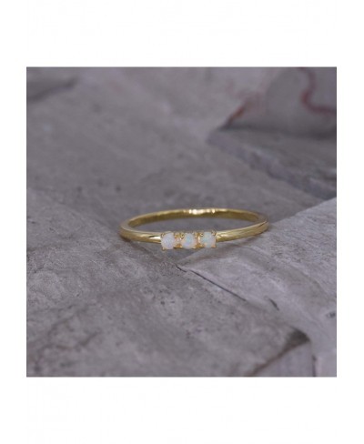 Gold Plated Silver Triple Opal Ring Minimalist Stacking Ring October Birthstone Ring $16.10 Stacking