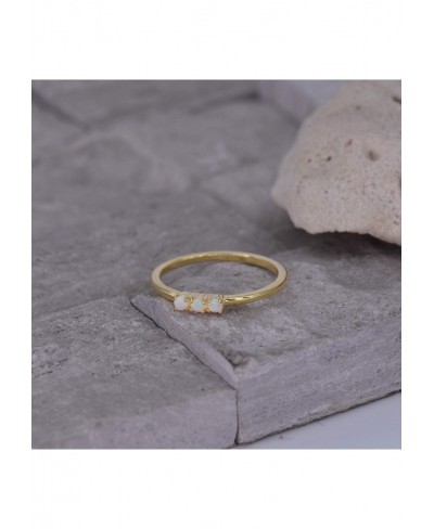 Gold Plated Silver Triple Opal Ring Minimalist Stacking Ring October Birthstone Ring $16.10 Stacking